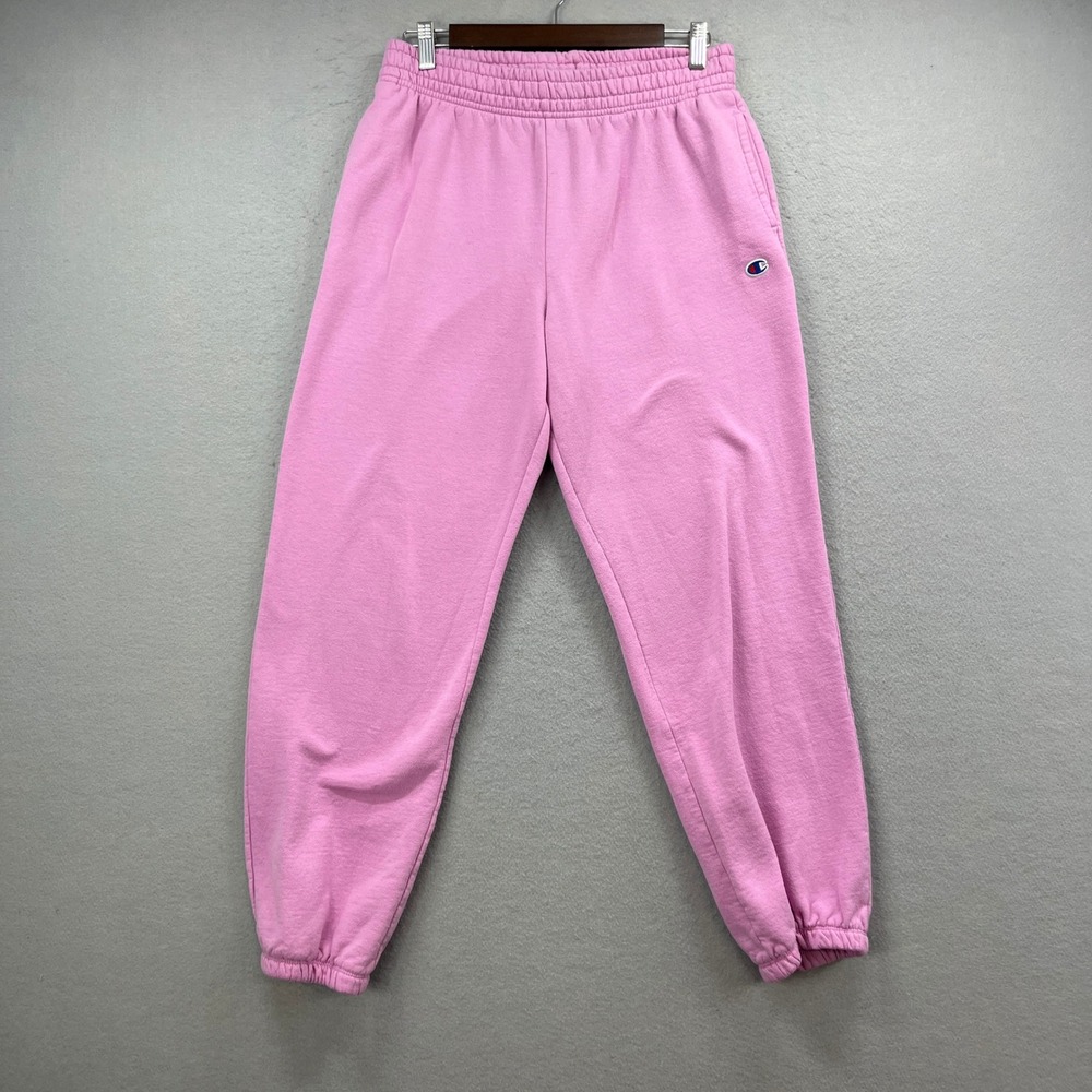 Champion Sweatpants Womens M Pink Fleece Cuffed Athleisure Jogger Street Sweats